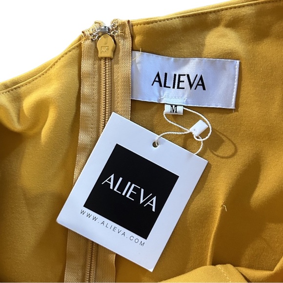 NWT Alieva Rita One Shoulder Dress in Mustard Yellow Woman’s Medium - Picture 8 of 8